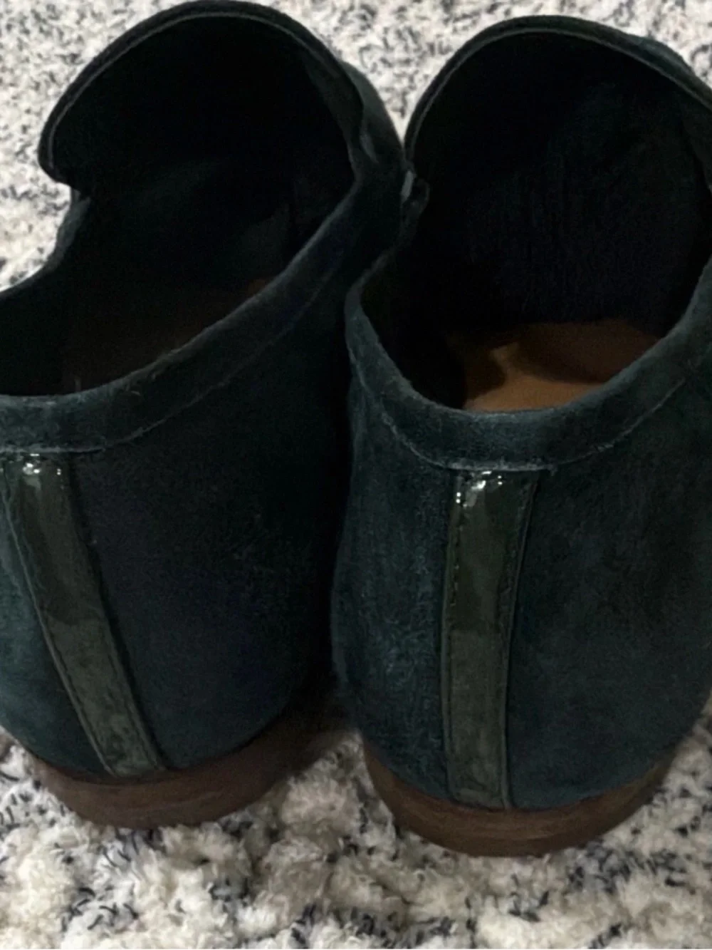 Margaux Dark Green Suede Penny Loafers
